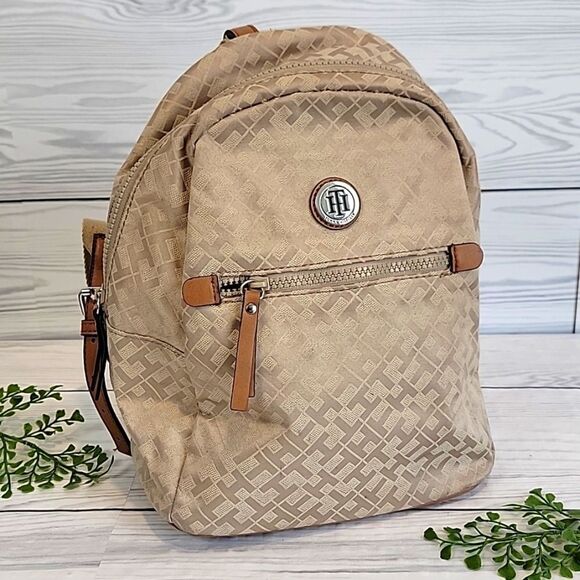 Tommy Hilfiger mini backpack logo print - tan - Picture 1 of 14